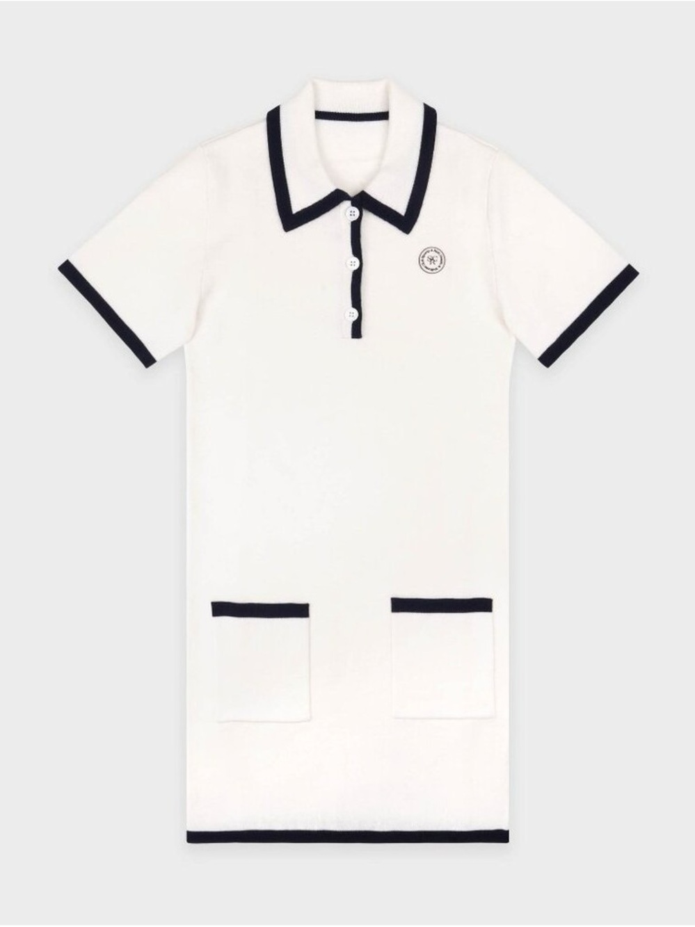 SPORTY & RICH Cream Polo Knit Dress Navy Hilary Dress Off White Preppy Tennis XS